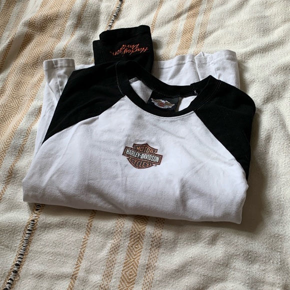Harley Davidson Raglan Long Sleeve Small Logo Shirt Size Large - Picture 3 of 9